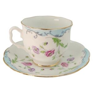 Royal Albert Crown China Teacup Base with Gold Accents - Pastel Floral Accents